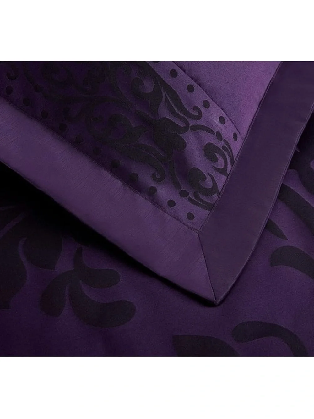 Plush Purple Damask Queen 3 piece Comforter Set